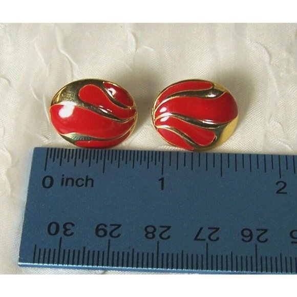 Vintage Red Gold Pierced Earrings Fashion Jewelry - Picture 3 of 3